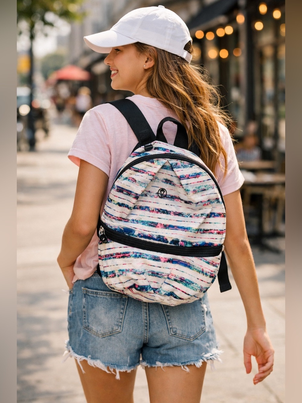 Adorable Ivivvia by lululemon Striped Multicolor Canvas mini Backpack